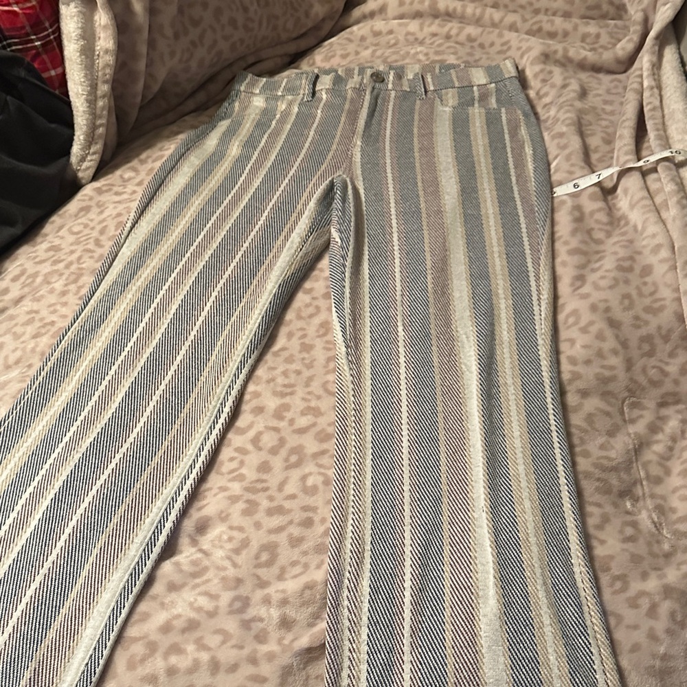 American Eagle Outfitters Blue and Cream Striped Cropped Pants